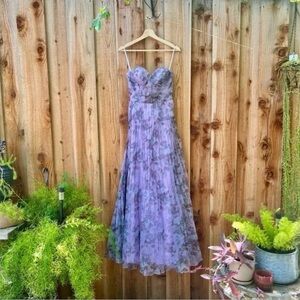 lulus “most beautiful day” purple floral organza maxi dress
size XL